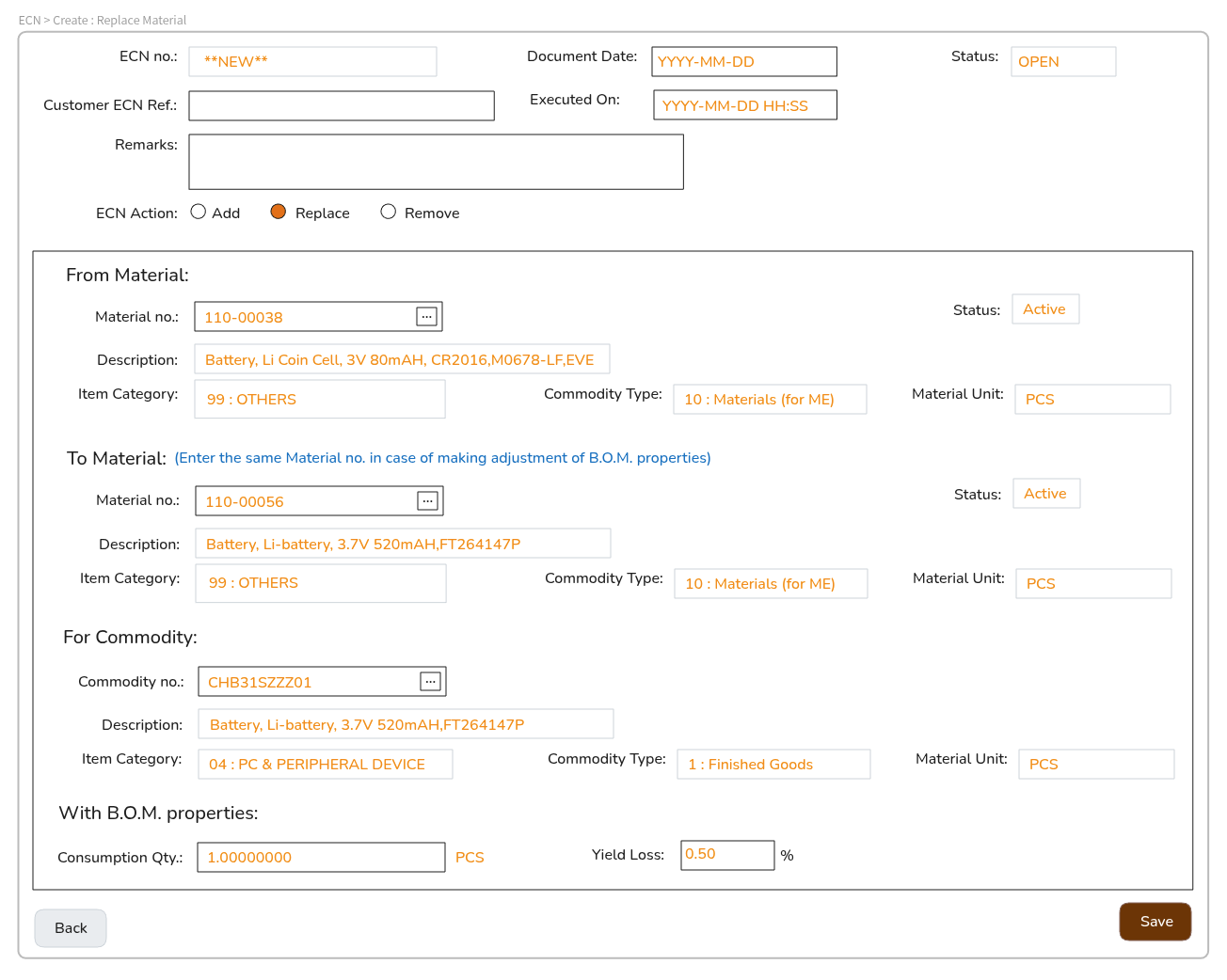 ECN Create Replace